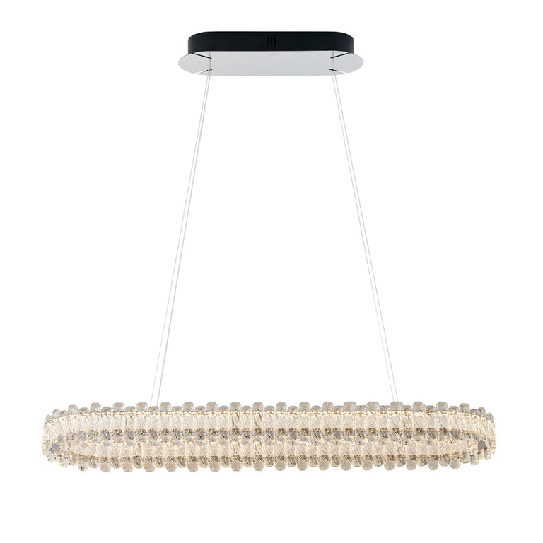 Twilight Oval Crystal LED Pendant Chrome / Tri-Colour