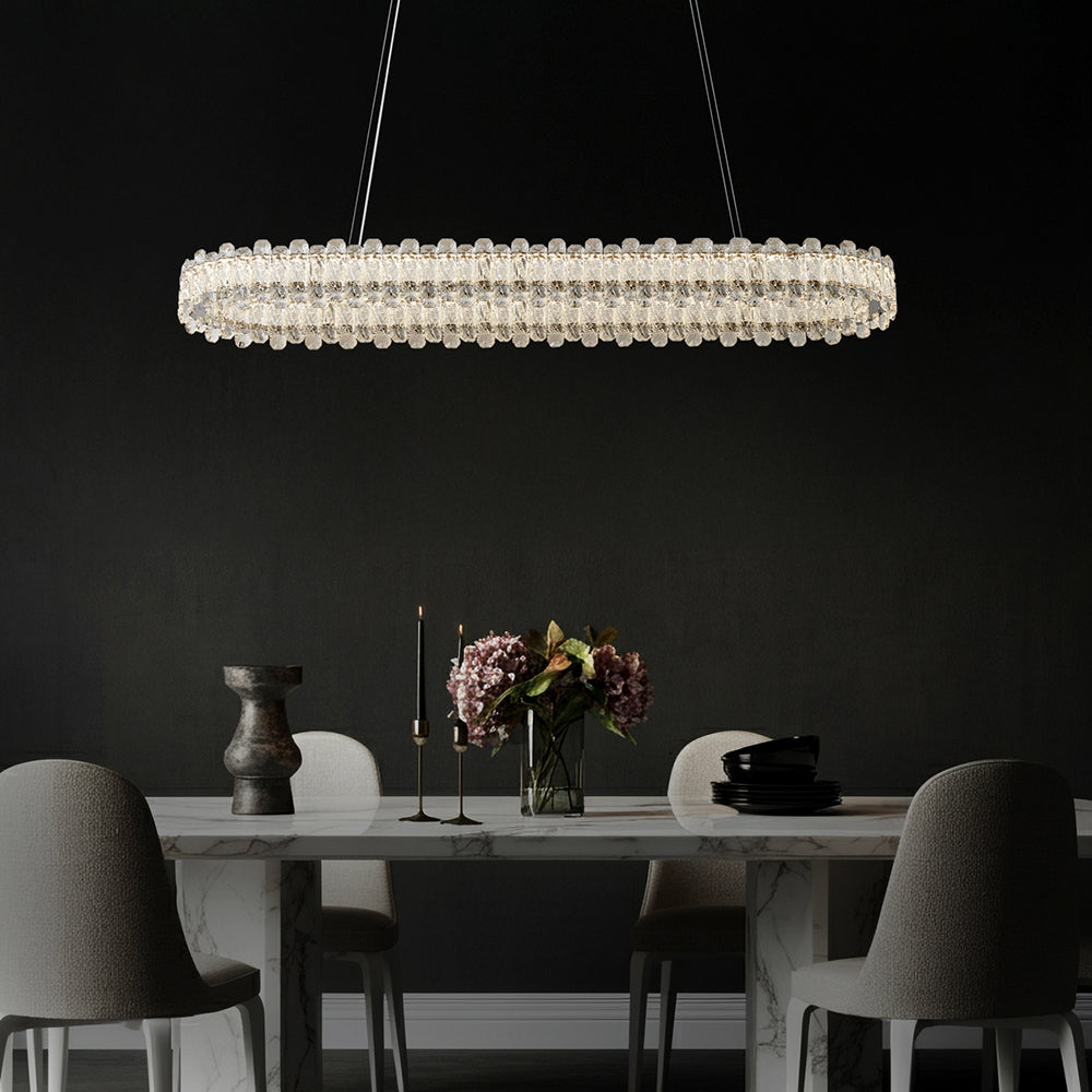 Twilight Oval Crystal LED Pendant Chrome / Tri-Colour