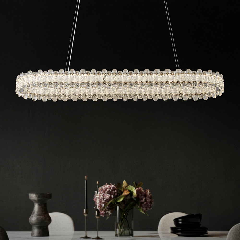 Twilight Oval Crystal LED Pendant Chrome / Tri-Colour