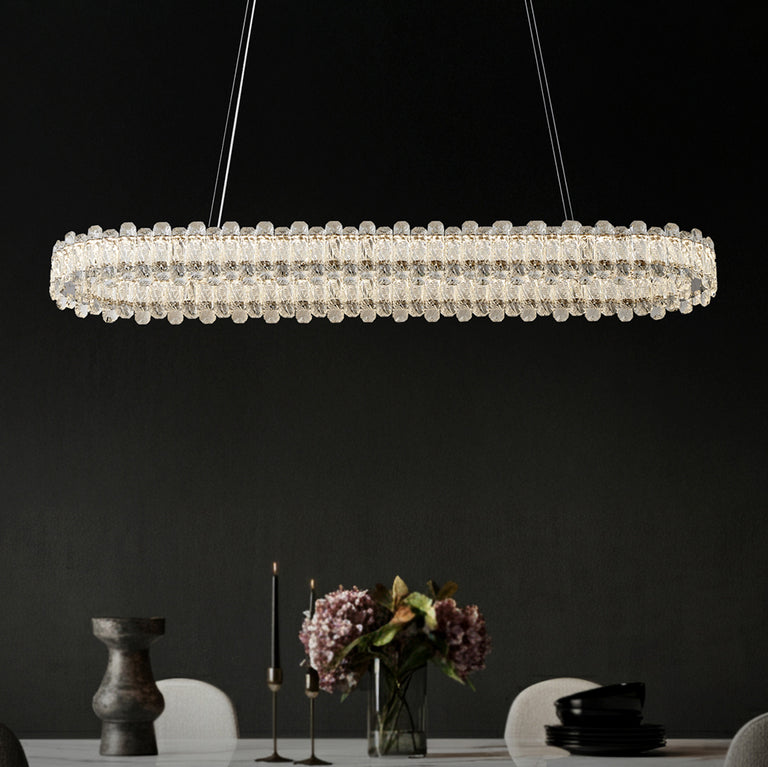 Twilight Oval Crystal LED Pendant Chrome / Tri-Colour