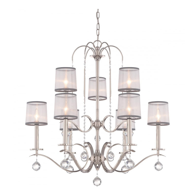 Whitney 9 Light Two Tier Chandelier Imperial Silver - QZ-WHITNEY9