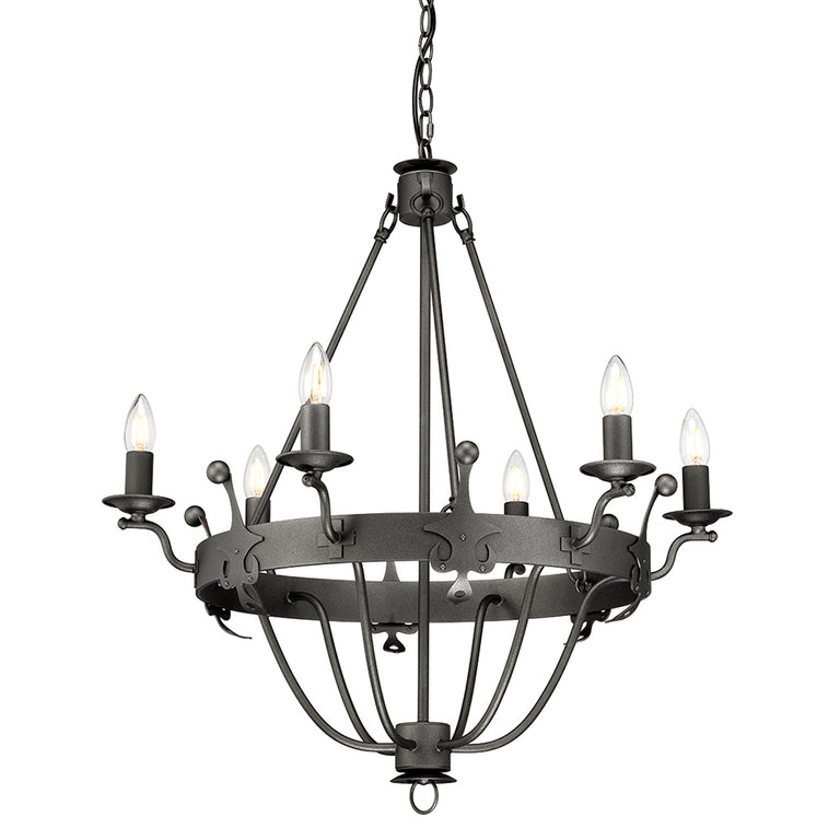 Windsor 6 Light Chandelier Graphite - WINDSOR6-GR