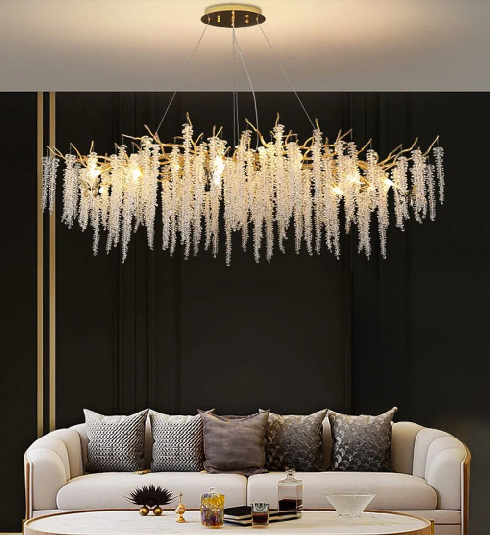 Wisteria Crystal Drop Pendant Gold