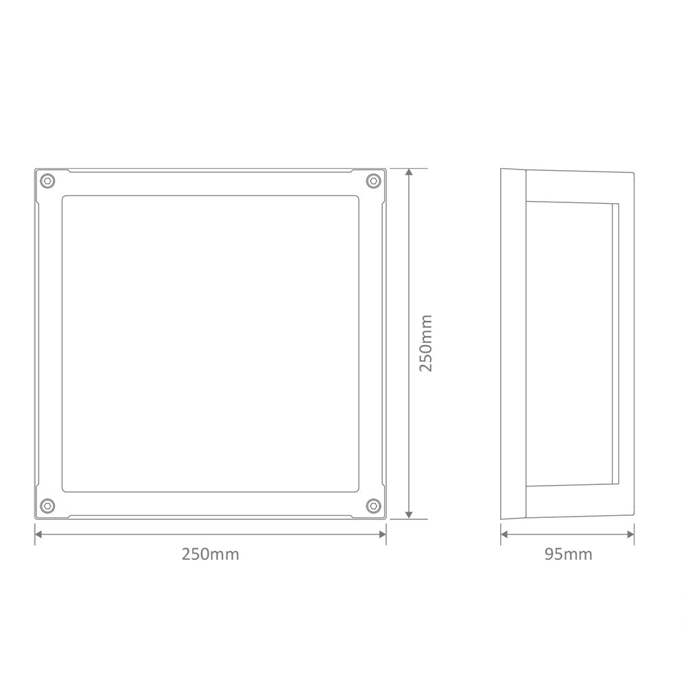 York-12 12W LED 240V Square Bunker Light White / Warm White - 19652