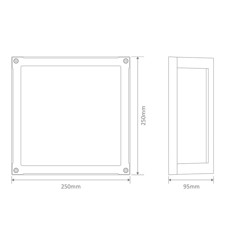 York-12 12W LED 240V Square Bunker Light Black / White - 19655