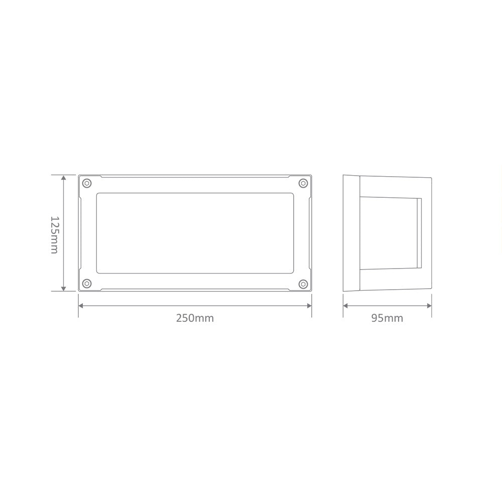 York-7 7W LED 240V Rectangular Bunker Light White / White - 19647