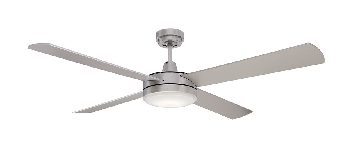 Luna Led Slim Profile 52 Ceiling Fan With 20w Led Light Brushed Steel