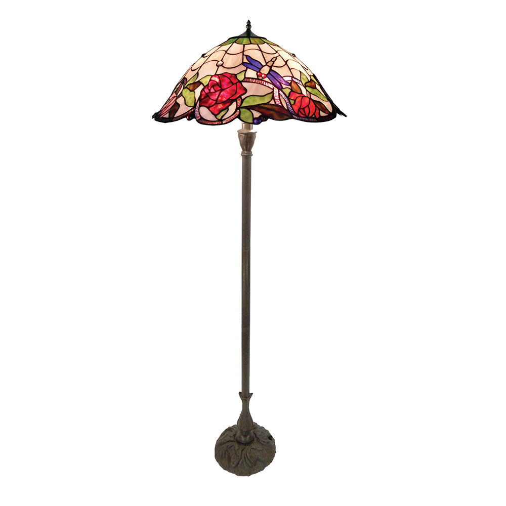 Rose Dragonfly Floor Lamp, Dragonfly Torchiere Floor Lamp
