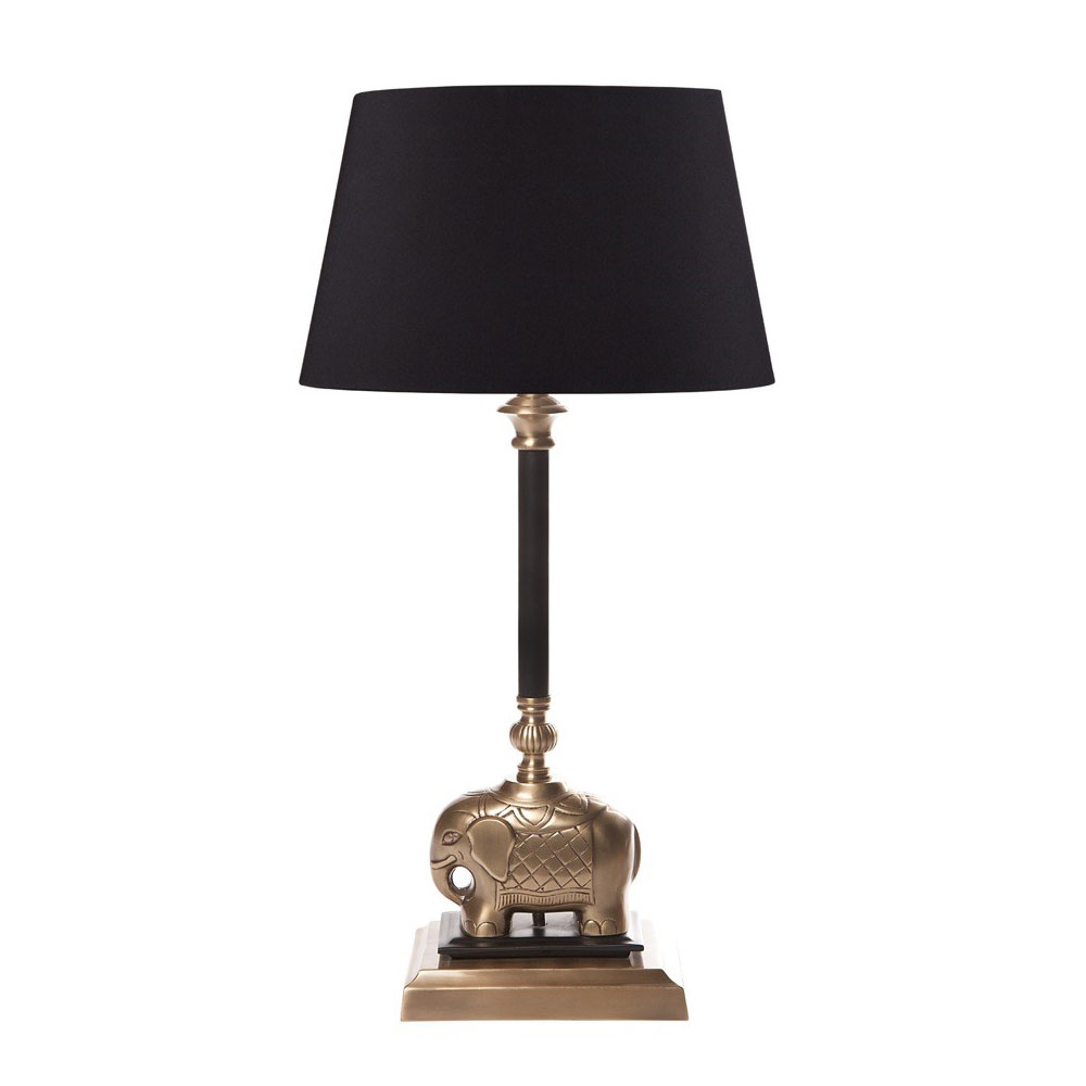 Sabu Table Lamp Dark Antique Brass With, Antique Brass Table Lamp With Black Shade