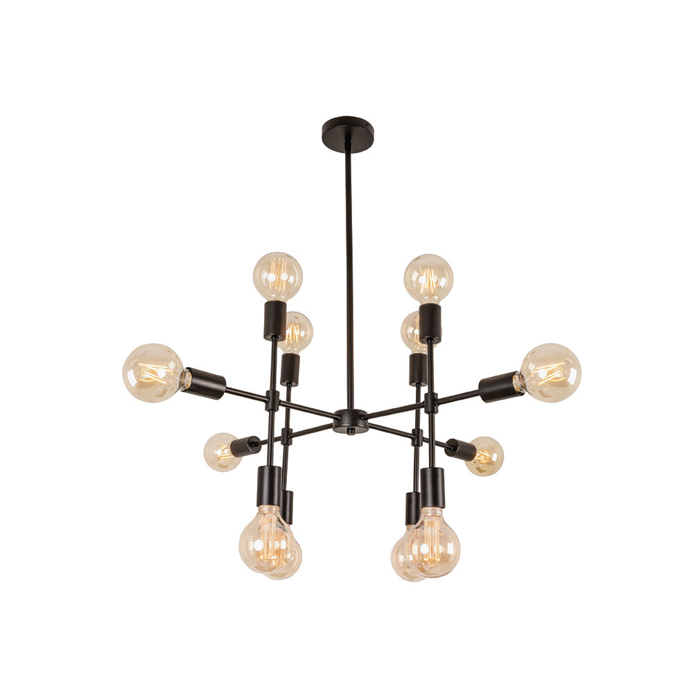 Newton 12 Light Multi Arm Pendant Black Mp05312