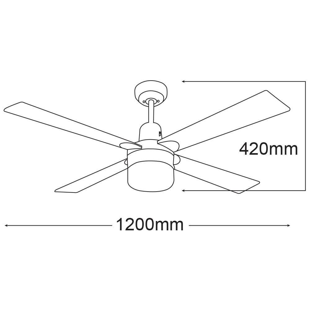 Alpha 48 Ac Ceiling Fan With Clipper And Remote White Cfw124cr