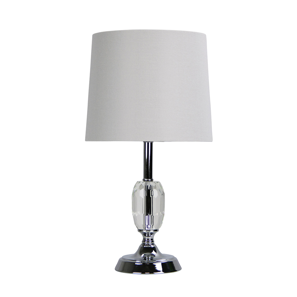 chrome table lamp with grey shade