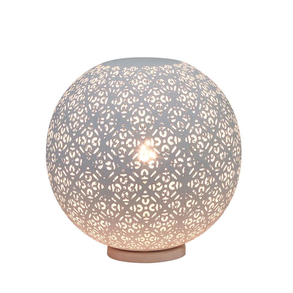 Luna Perforated Round Table Lamp White, Round Table Lamps