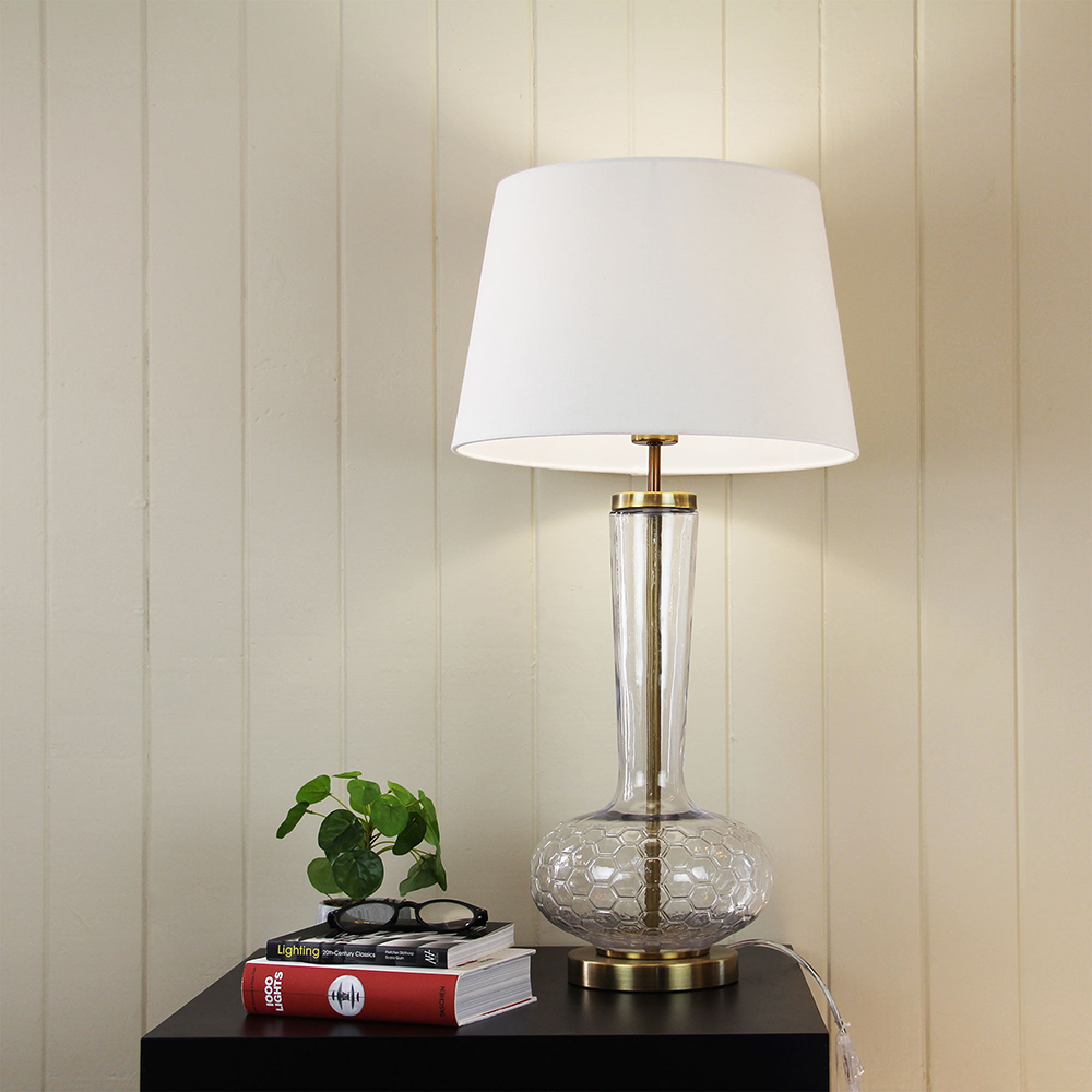 The Lighting Interiors Orby Table Lamp Clear and White 
