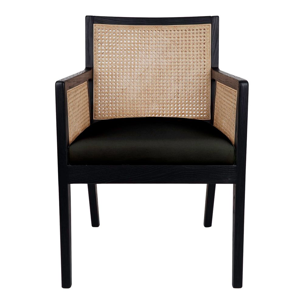 Kane Rattan Black Carver Dining Chair Black Linen 32675