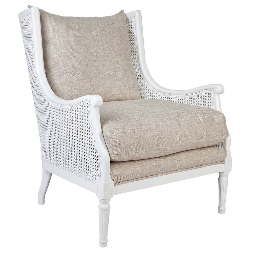 white linen occasional chair