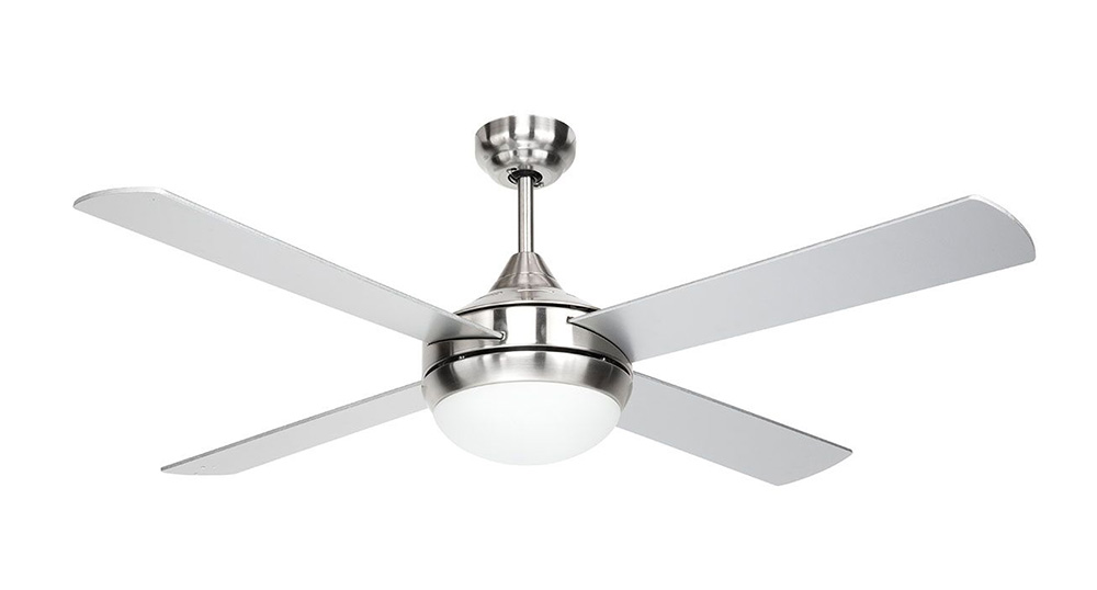 Brighton Ac 52 Ceiling Fan With 2 X E27 Light Kit Brushed Aluminium