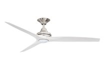 Spitfire 2 60" AC Ceiling Fan With 17W Dimmable LED Brushed Nickel Motor / White Wash Polymer Blades - MS21BN + BS21WW + SPI17LED