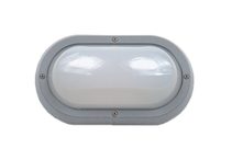 Plain Trim 10W LED Polycarbonate Bulkhead Silver / Grey / Warm White - LJL6001-SG
