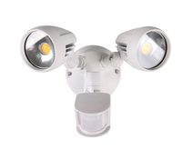 Muro 30 Watt Twin Head LED Spotlight with Sensor White / Tri Colour - 25064
