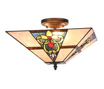 Square Floral Tiffany Ceiling Lamp - T-305-16SF