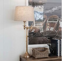 Macleay Swing Arm Table Lamp Antique Brass With Shade - ELPIM50592AB