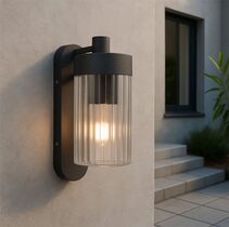Orion Ribbed Shade Wall Light Black - LLOL009