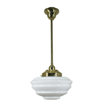Single Rod Pendant Brass With Cannes Opal Gloss Glass - 3000267