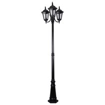 Chester Triple Head Curved Arm Tall Post Light Black - 15057