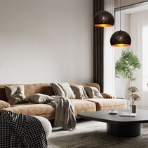 Bohemian Rustic Embossed Dome Shape Pendant Black - Celeste2A