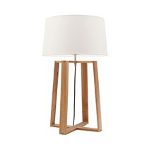 Samson Large Lamp Timber With Linen Shade - WT23LR01WH