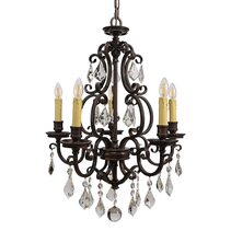 Louis 15th 5 Light Crystal Chandelier Bronze - LOI1000296