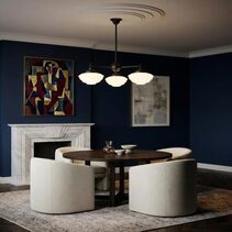 Bentleigh 3 Light Pendant Arms Down With Cannes Opal Gloss Shades - LOI3090480A