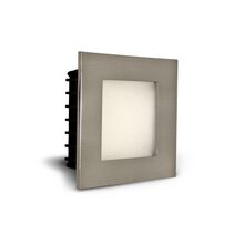 Square Recessed 2W LED Steplight - Satin Chrome Frame / Warm White - AT9500/SC/WW/O