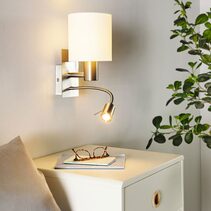 Pasteri Wall Light With Adjustable LED Goose Neck Satin Nickel / White - 96477
