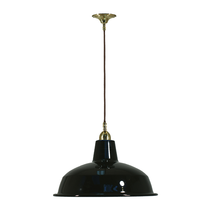 Single Cord Pendant Brass With 300mm Warehouse Black Shade - 3000105