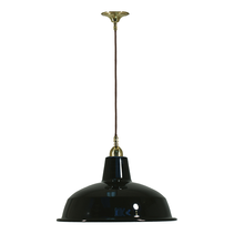 Single Cord Pendant Brass With 420mm Warehouse Black Shade - 3000108