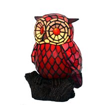 Tiffany Owl Table Lamp Red - A028