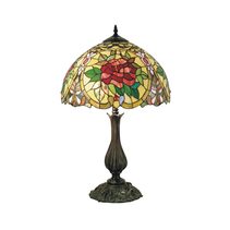 Red Camellia Tiffany Table Lamp - TL-12210A/KG