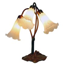 Triple Lily Tiffany Table Lamp White - TLA1-006-WT