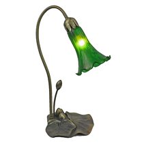 Single Branch Tiffany Lily Table Lamp Green - LLTB-1-G