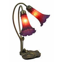Two Branch Tiffany Lily Table Lamp Purple - LLTB-2-PUR