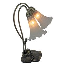 Two Branch Tiffany Lily Table Lamp White - LLTB-2-W