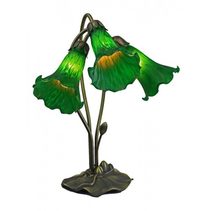 Three Branch Tiffany Lily Table Lamp Green - LLTB-3-G