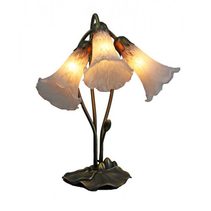 Three Branch Tiffany Lily Table Lamp White - LLTB-3-W