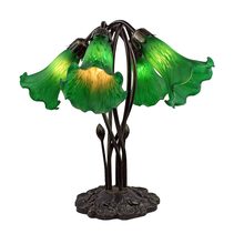 Five Branch Tiffany Lily Table Lamp Green - LLTB-5-G
