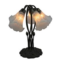 Five Branch Tiffany Lily Table Lamp White - LLTB-5-W