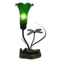 Single Branch Upward Tiffany Lily Table Lamp Green - N039-1-G