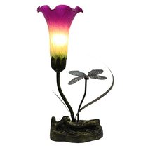 Single Branch Upward Tiffany Lily Table Lamp Pink & Green - N039-1-PG