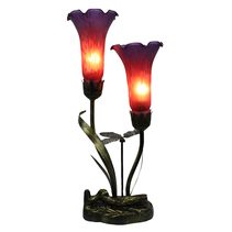 Two Branch Upward Tiffany Lily Table Lamp Purple - N039-2-PUR